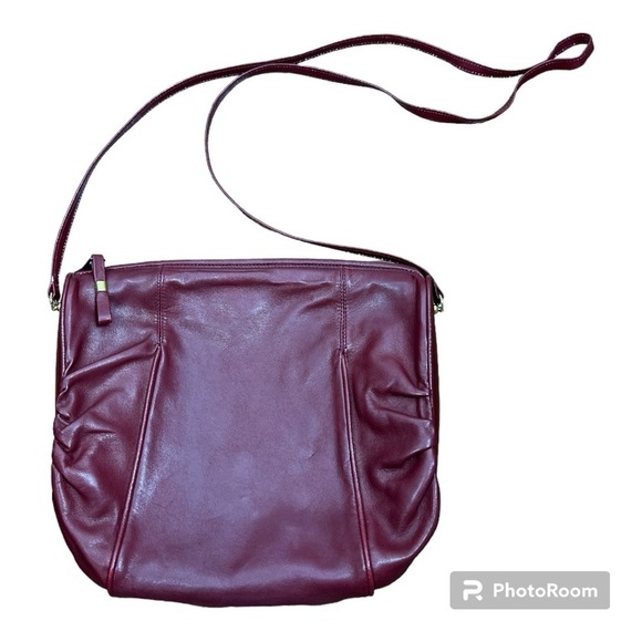 Deep Red/Burgundy Crossbody Leather Bag Made in Italy - Picture 1 of 8